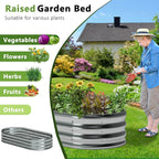 8x2x1ft Galvanized Oval Raised Garden Bed, Outdoor Planter Box Metal Patio Kit - Image 6