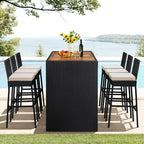 Yaheetech 7 Piece Patio Dining Set Outdoor Acacia Wood Bar Table and Chairs - Image 9