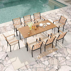 Tangkula 9 Piece Patio Dining Set, Outdoor Dining Furniture Set w/Rectangular - Image 3