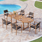 PHI VILLA Outdoor Acacia Wood Expandable Table - Image 6