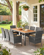 Flamaker 9 Piece Patio Dining Set Outdoor Acacia Wood Table and Chairs - Image 2