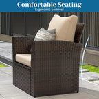 Solaste 4 Piece Patio Outdoor Furniture Sets, Patio Conversation Sofa Wicker - Image 5