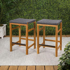 JONATHAN Y CSL1201B-SET2 Armand 25.6" Modern Coastal Backless Acacia Wood - Image 2