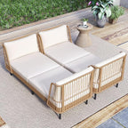 Tangkula Patio Rattan Daybed, Boho Outdoor Wicker Lounge Sofa - Image 3