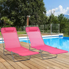Outsunny 2 Piece Folding Chaise Lounge Chairs, Pool Sun Tanning Chairs - Image 2