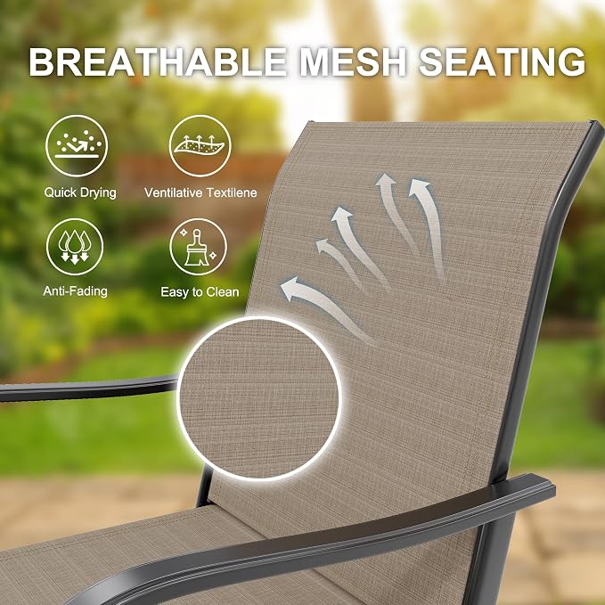 GarveeLife 4 Piece Outdoor Swivel Bar Chairs, Patio High Swivel Bar Stools - Image 4