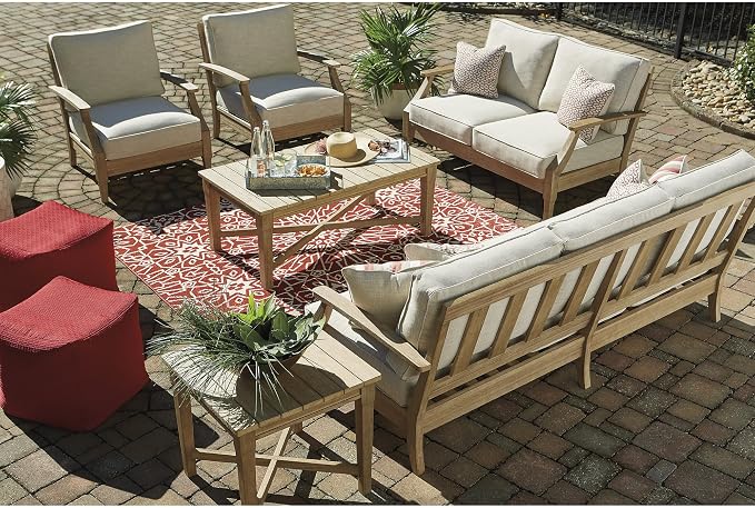 Signature Design by Ashley Clare View Outdoor Patio Sofa, 4 Throw Pillows - Image 5