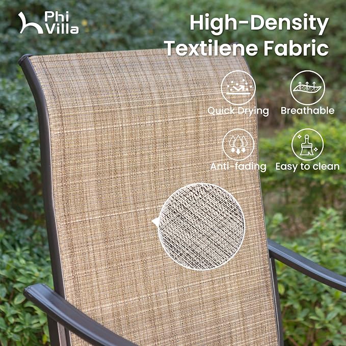 PHI Villa Outdoor Swivel Bar Stools Set of 2, Counter Height Patio Chairs - Image 4