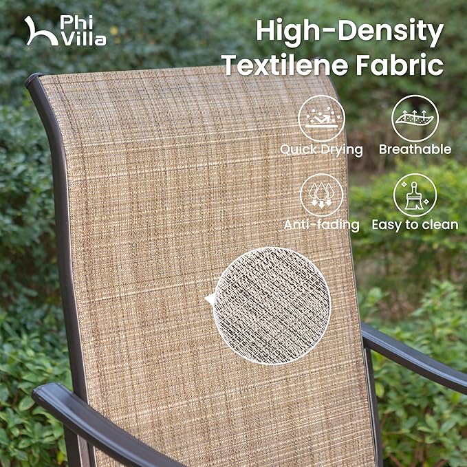 PHI Villa Outdoor Swivel Bar Stools Set of 4, Counter Height Patio Chairs - Image 3