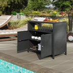 Outsunny Wicker Outdoor Storage Cabinet, Rattan Outdoor Bar Table - Image 8