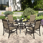 PHI VILLA 5 Piece Round Patio Dining Set, Round Metal Table by PHIVILLAThepioneerofcomfortablehouseholdsupplies