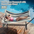 Two Person Hammock with Stand for Outside Heavy Duty, Outdoor Patio Hammock - Image 2