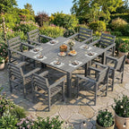 Outdoor HDPE Dining Table Set, 10-Piece Outdoor Dining Table Sets, Wood Grain - Image 9