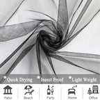 Extra Wide Outdoor Curtains Waterproof Black Voile Mesh Screen Lightweight - Image 6