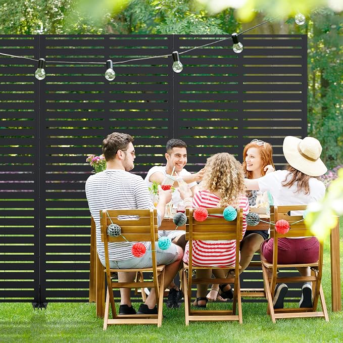 Casaphoria Metal Privacy Screen Outdoor, Louvered Black - Image 4