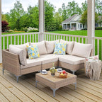 5 Piece Patio Furniture Set, Wicker Modular Outdoor Furniture - Image 8