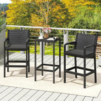 Tangkula 3 Pieces Patio Bar Set, Oudoor Curved Heavy Duty Bar Chairs and Square - Image 4