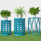 Nesting Side Table Set of 3 Decorative Round Garden Stools by HFHOME