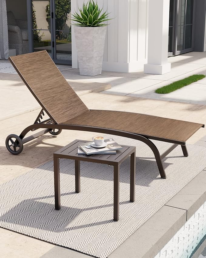 Crestlive Products Outdoor Side Table, Aluminum Rectangular Side/End Table - Image 2