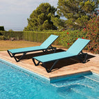 Domi Pool Lounge Chairs Set of 2, Aluminum Adjustable Outdoor Chaise Lounge by domioutdoorliving