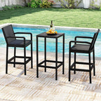 COSTWAY 3 Pieces Patio Bar Set, Modern Outdoor Bistro Set - Image 3
