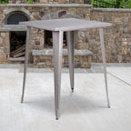 EMMA + OLIVER Commercial Grade 31.5" Square Silver Metal Indoor-Outdoor Bar by EMMAOLIVER