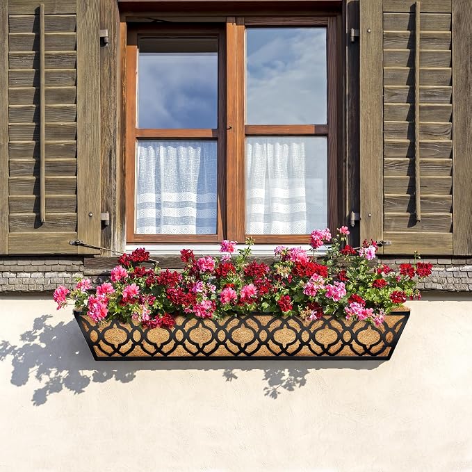 6pcs 30 Inch Window Deck with Coco Liner, Metal Hanging Flower Planter Window - Image 5