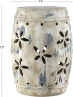 Safavieh Outdoor Collection Ilia Antiqued Cream Garden Stool - Image 3