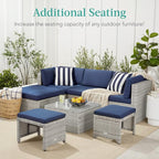 Best Choice Products Set of 2 Wicker Ottomans, Additional Seating, Side Table - Image 4