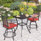 PHI VILLA 3 Piece Outdoor Bar Furniture Set, Counter-Height Patio Bistro Table by PHIVILLAThepioneerofcomfortablehouseholdsupplies