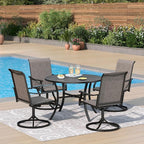 PHI VILLA 5 pcs Patio Dining Set, Outdoor Swivel Dining Chairs 4 and Round by PHIVILLAThepioneerofcomfortablehouseholdsupplies