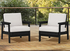 SERWALL HDPE Outdoor Couch Set of 2, All-Weather Wood-Like Patio Furniture Set by SERWALL