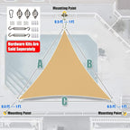 Amgo 22' x 22' x 22' Sand Beige Triangle Sun Shade Sail UPF50+ Canopy Awning - Image 7