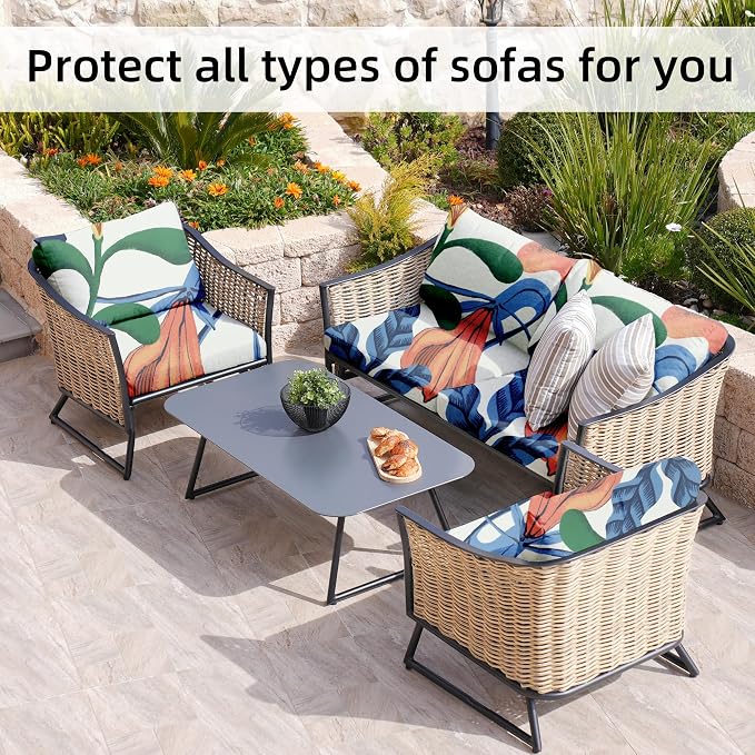 8Pcs Stretch Patio Cushion Covers, Outdoor Couch Covers Replacement, Outdoor - Image 4
