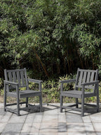 Patio Dining Chair Set of 2, HDPE Outdoor Dining Chair, Ergonomic HDPE Dining - Image 4