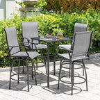 NUU GARDEN 5 Piece Patio Swivel Bar Set, All-Weather Textilene High Bistro - Image 8