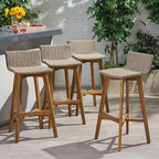 Christopher Knight Home La Brea Outdoor Acacia Wood and Wicker Barstools - Image 2