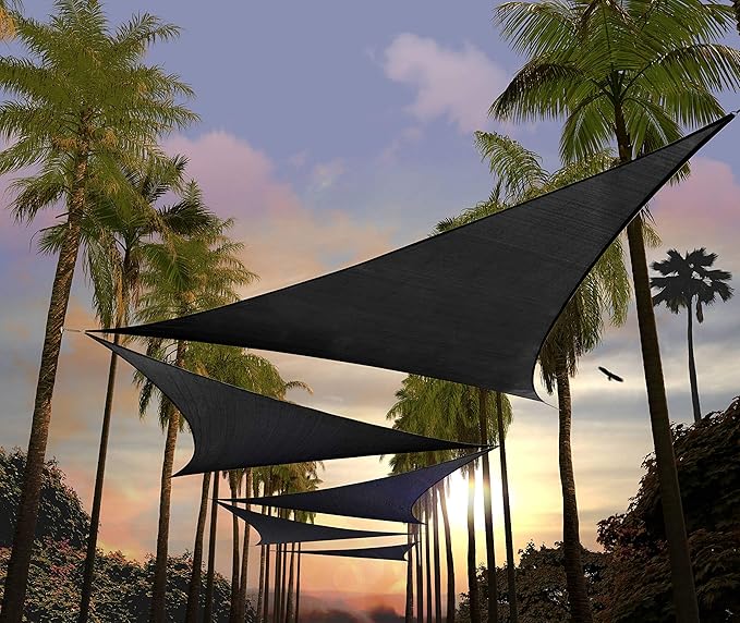 Amgo Custom Size 26' x 26' x 26' Black Triangle Sun Shade Sail Order to Make by Amgo