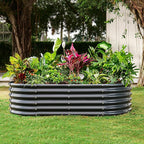 Land Guard Galvanized Metal Raised Garden Bed Kit, Oval Gardening Box, Patio - Image 4