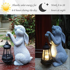 Rabbit Solar Garden Statues, Resin Rabbit Figurine Decorations - Image 5