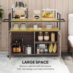 Outsunny PE Rattan Outdoor Storage Cabinet, Wicker Outdoor Bar Table Kitchen - Image 5