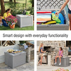 Rubbermaid Medium Resin Outdoor Storage Deck Box Weather Resistant Gray Deck - Image 4