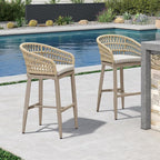 PURPLE LEAF Outdoor Rattan 29" Bar Stools Set of 2, Modern Boho Aluminum Patio - Image 2