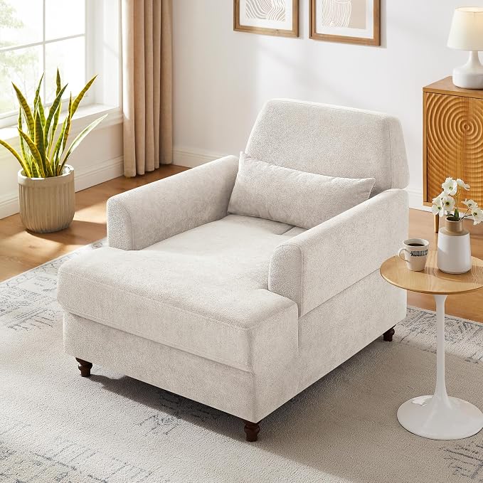 Chaise Lounge Chair Indoor Set of 2, Oversized Accent Chair - Image 6