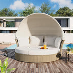 Merax All-Weather Outdoor Round Patio Daybed Conversation Sofa Set Wicker by Merax