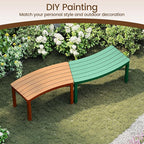 Tangkula Acacia Wood Outdoor Curved Bench Set of 2, Patio Garden Backless Fire - Image 7