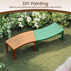 Tangkula Acacia Wood Outdoor Curved Bench Set of 3, Patio Garden Backless Fire - Image 7