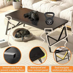 Folding Coffee Table, No Assembly Low Coffee Table, Floor Table Desk - Image 6