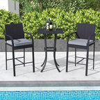 Tangkula 3 Piece Patio Wicker Bar Set, Outdoor Rattan Counter Height Cushioned - Image 4