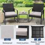 3 Piece Wicker Patio Bistro Set, Rattan Conversation Set - Image 4